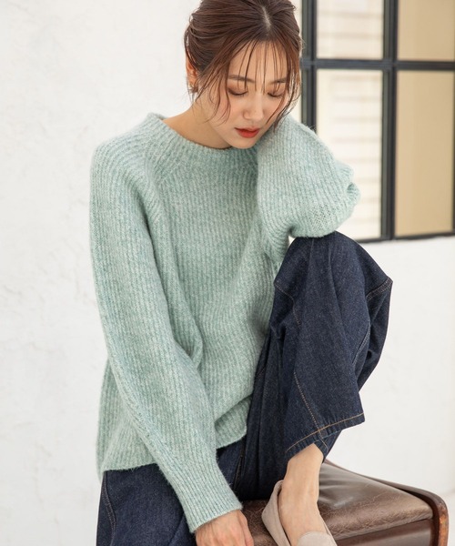 「GLOBAL WORK」 長袖ニット MEDIUM ブルー レディース_画像6