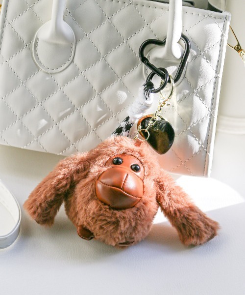 チャーム オラウータン ぬいぐるみ カラビナ ＆ ロープストラップ 付き