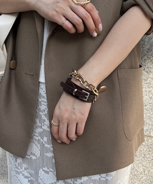 t*u様 マルジェラ本人期 ベージュレザー ブレスレット バックル付き t*u様 マルジェラ本人期 ベージュレザー ブレスレット バックル付き