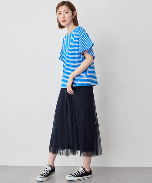 tシャツ コットンスムースフリルスリーブ プルオーバー レディース ANAYI｜コットンスムースフリルデザインプルオーバー | Rakuten