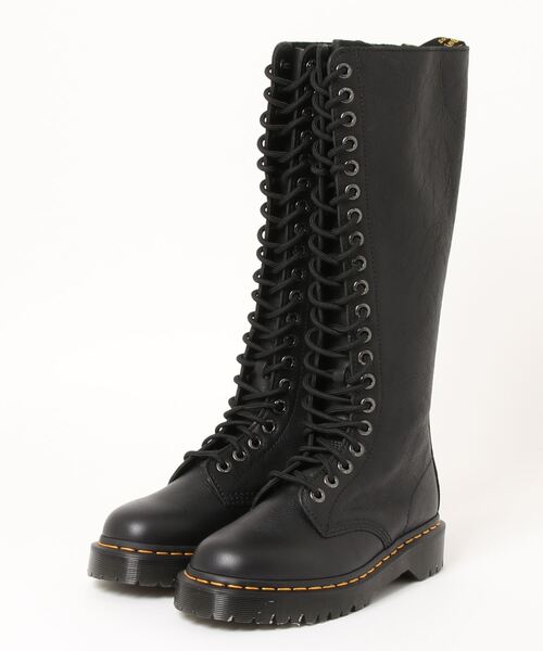 Dr. Martens ブラックロングブーツ Dr. Martens 黒 レザー ロングブーツ 厚底