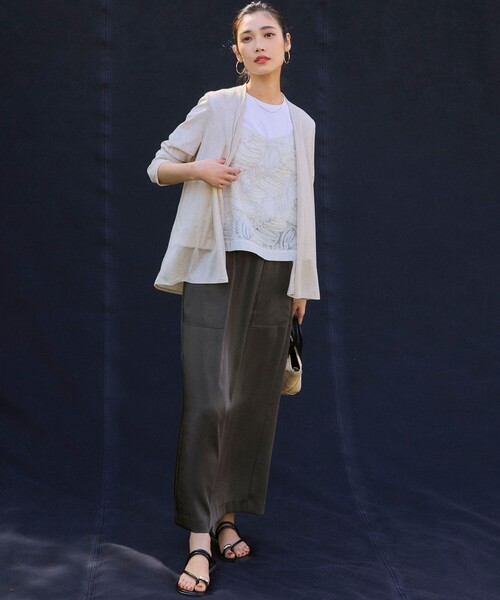 plage サテンIラインスカート　美品 Plage サテンIラインスカート