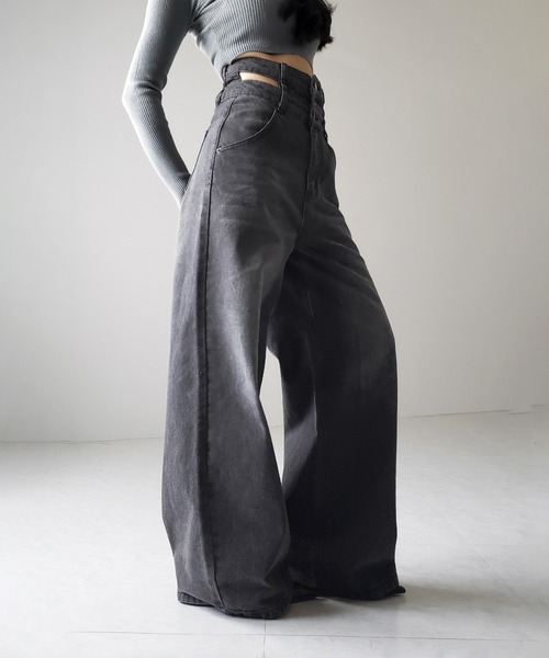 [me+em select] обработка Denim брюки MEDIUM голубой женский 