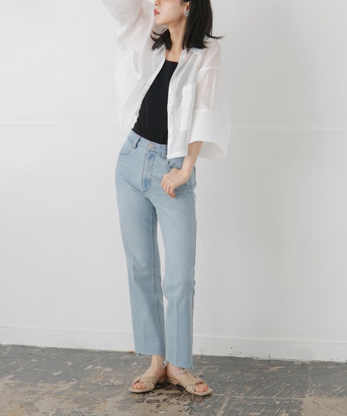 [LIAN] обработка Denim брюки MEDIUM оттенок голубого прочее женский 