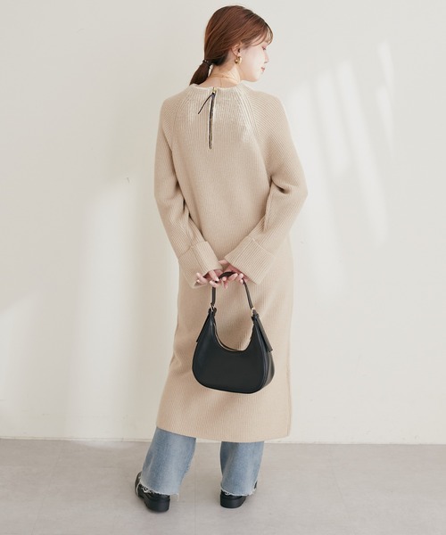 「natural couture」 ニットワンピース FREE モカ レディース_画像3