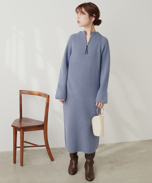 「natural couture」 ニットワンピース FREE モカ レディース_画像7