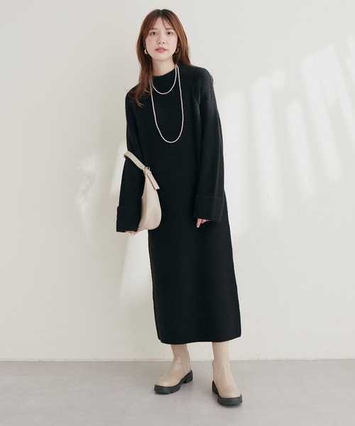 「natural couture」 ニットワンピース FREE モカ レディース_画像9