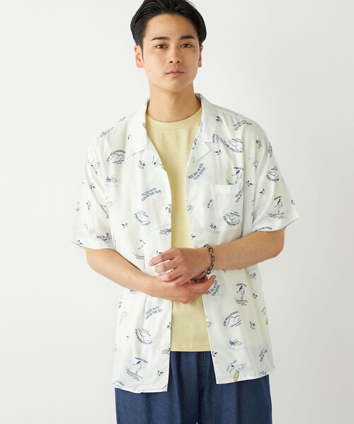 インスタ専用 レーヨンシャツ SHIPS Colors シャツ Colors:「洗濯機可能」レーヨン プリント メンズ