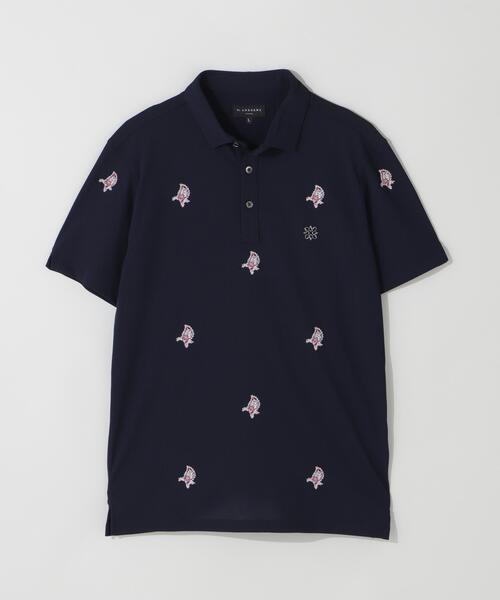 ST ANDREWS 花柄 半袖 ポロシャツ L 日本製 総柄 St ANDREWS ポロシャツ 半袖 「St ANDREWS」ポリエステル強撚鹿の子
