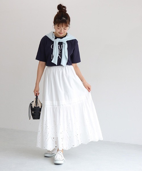Pierrot（ピエロ） スカート エンブロイダリーレースギャザースカート