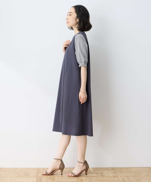 Rene♡2025年ss 新作　ライトブルー　ワンピース♡タグ共布有りセール DECOY SINCE 1981 ワンピース 2025年夏「接触冷感」切替