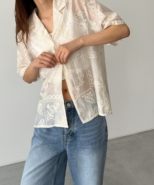 ブラウス シャツ El mar　エンブロイダリーレースシャツ レディース CANAL JEAN ブラウス シャツ El mar エンブロイダリーレース