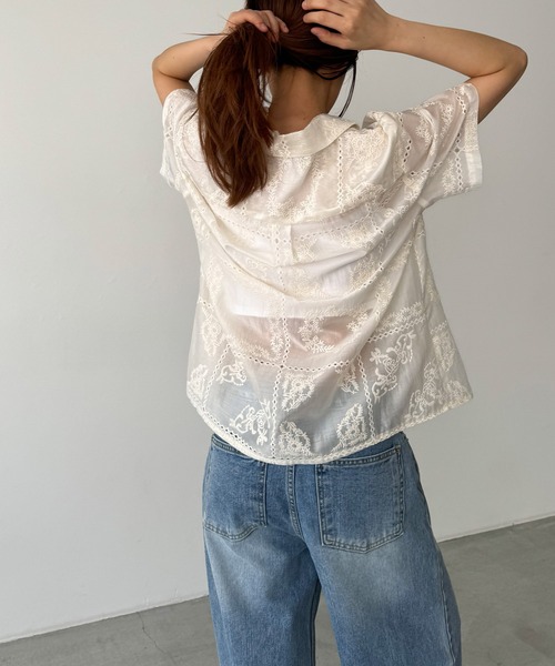 CANAL JEAN El mar　エンブロイダリーレースシャツ キャナルジーン CANAL JEAN El mar エンブロイダリーレース