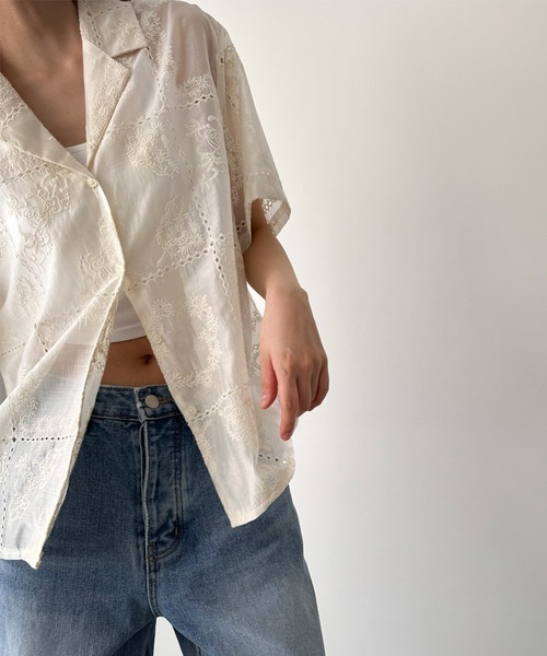 CANAL JEAN El mar　エンブロイダリーレースシャツ CANAL JEAN ブラウス シャツ El mar エンブロイダリーレース