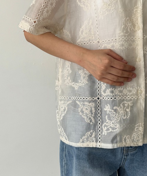 CANAL JEAN El mar　エンブロイダリーレースシャツ CANAL JEAN ブラウス シャツ El mar エンブロイダリーレース