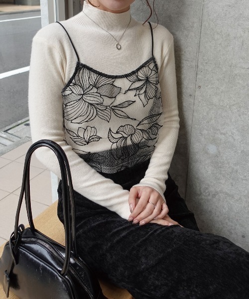 CORNERS（コーナーズ） キャミソール チュール花柄刺繍ビスチェ