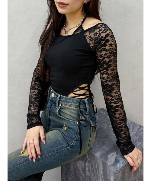 EVRIS レースアップボディースーツ レースアップボディースーツ 春服（Tシャツ/カットソー）｜EVRIS