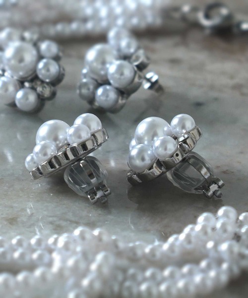 イヤリング 「WEB限定」“MELLOW”パールビジューイヤリング/サージカルステンレス（金属アレルギー対応）「LHME / エルエイチエムイー」 | LHME | 03