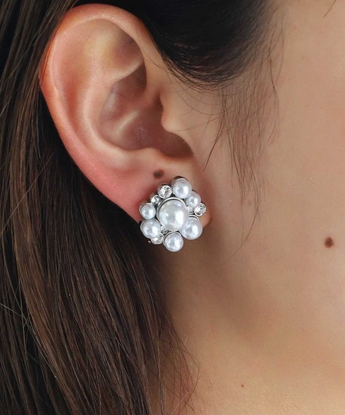 イヤリング 「WEB限定」“MELLOW”パールビジューイヤリング/サージカルステンレス（金属アレルギー対応）「LHME / エルエイチエムイー」 | LHME | 04