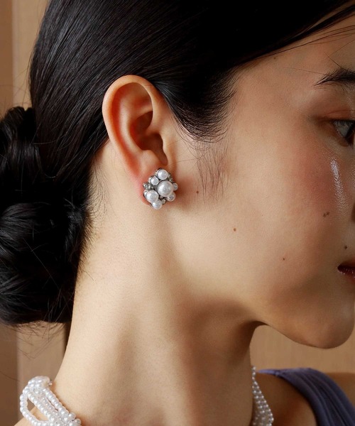 イヤリング 「WEB限定」“MELLOW”パールビジューイヤリング/サージカルステンレス（金属アレルギー対応）「LHME / エルエイチエムイー」 | LHME | 11