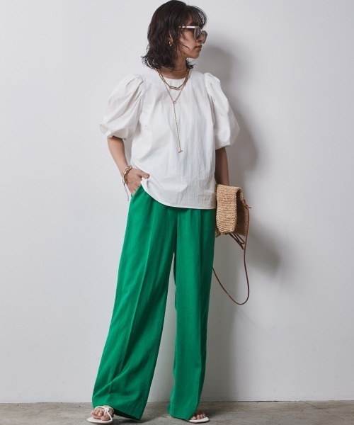 「CHIC STYLE」 半袖ブラウス 3L ブラック レディース_画像3