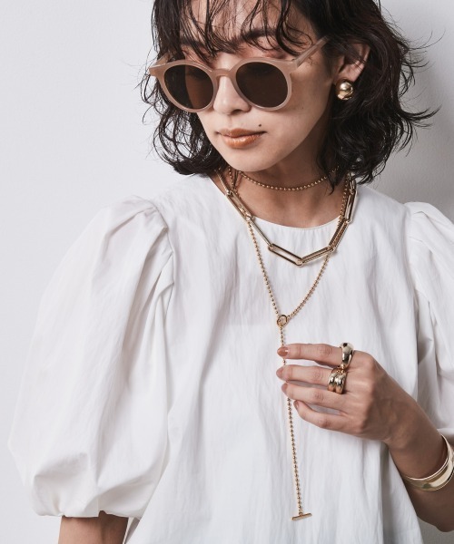 「CHIC STYLE」 半袖ブラウス 3L ブラック レディース_画像5