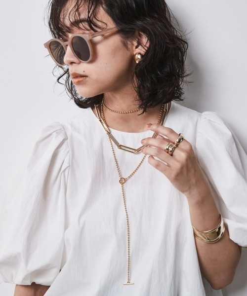 「CHIC STYLE」 半袖ブラウス 3L ブラック レディース_画像7