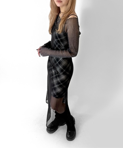 jiasecond. ワンピース 「jiasecond.」チェック柄シアーレイヤード
