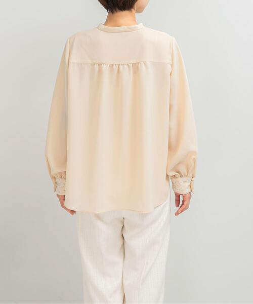 ブラウス シャツ ウォッシャブルフラワー刺繍レースブラウス