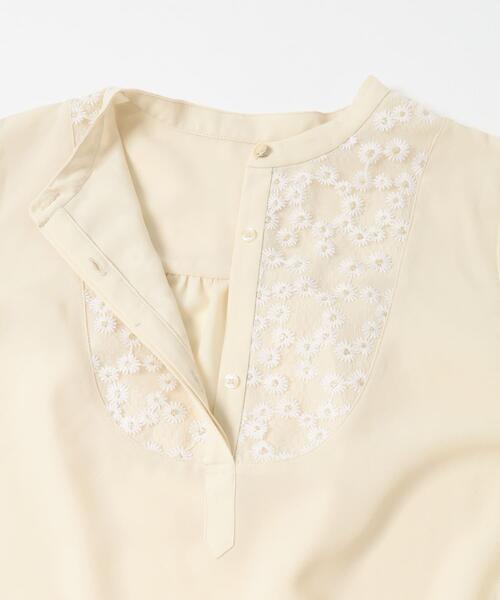 ブラウス シャツ ウォッシャブルフラワー刺繍レースブラウス