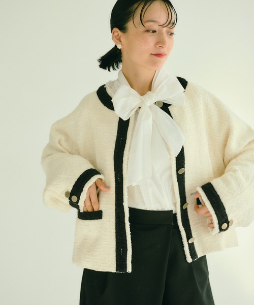 PUAL CE CIN ツイードジャケット pual ce cin 「PUAL CE CIN」 ツイードジャケット FREE ホワイト系