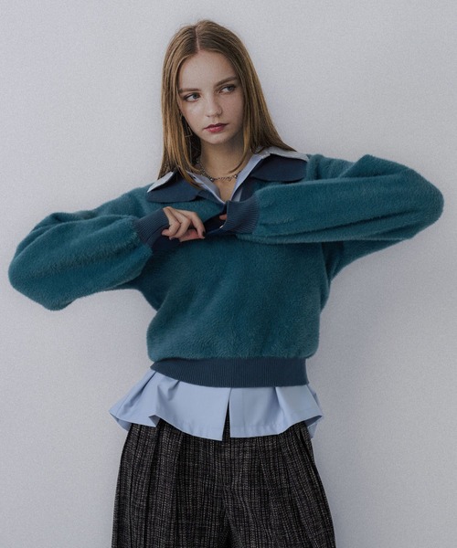 HARE（ハレ） ニット セーター シャギーポロニットプルオーバー(HARE