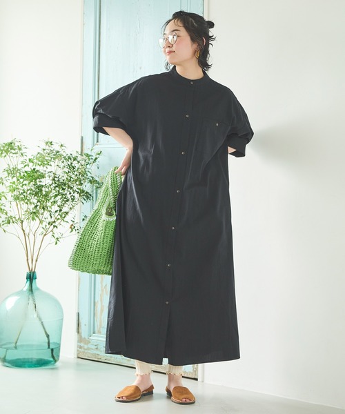 「Crisp」 半袖ワンピース FREE グレイッシュベージュ レディース_画像7