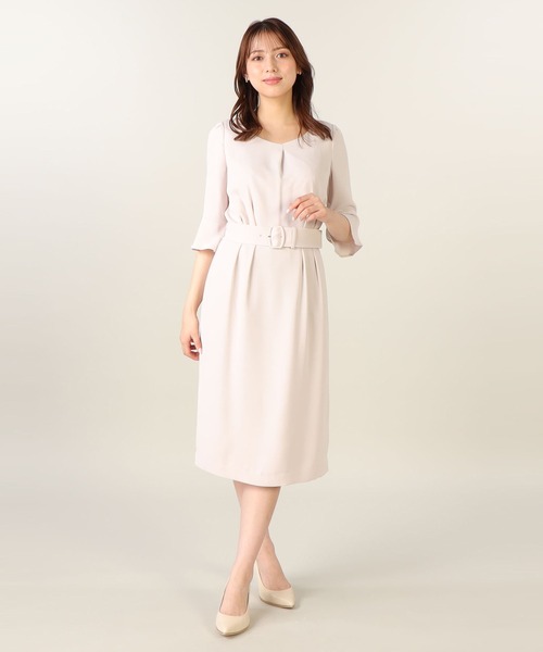 「LAISSE PASSE」 半袖ワンピース SMALL ベージュ レディース_画像2