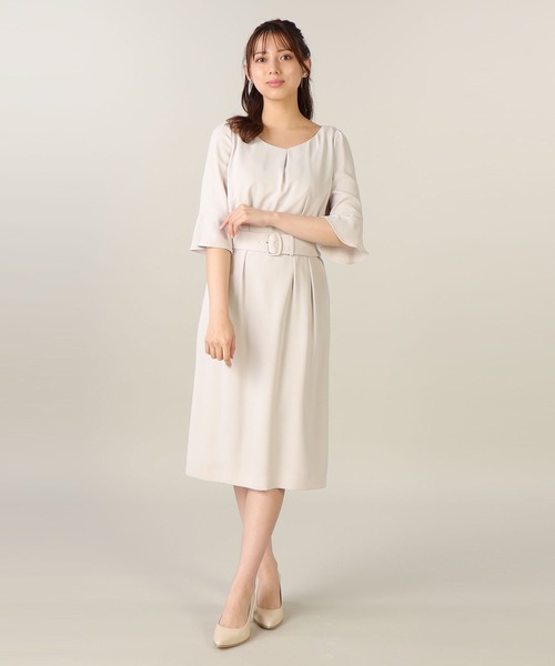 「LAISSE PASSE」 半袖ワンピース SMALL ベージュ レディース_画像8