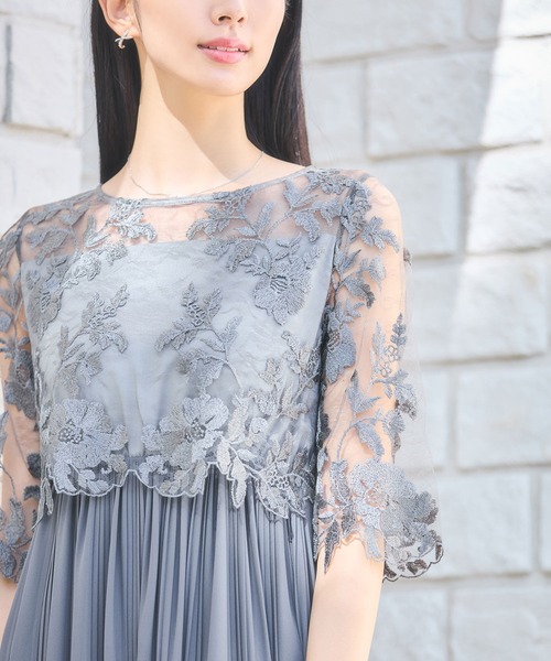 「DRESS PLUS」 半袖ワンピース L ブルーグレー レディース_画像7