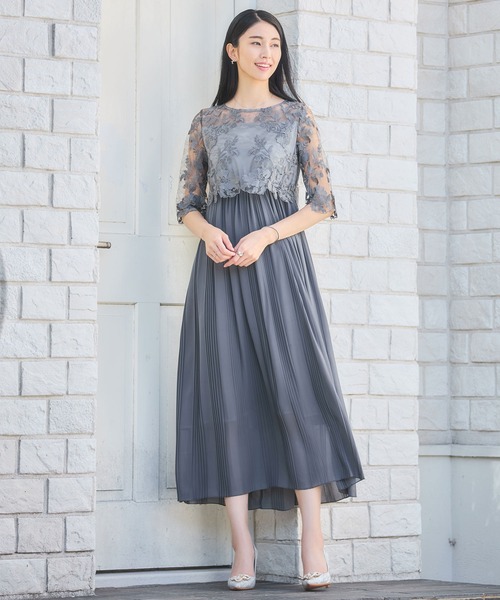 「DRESS PLUS」 半袖ワンピース L ブルーグレー レディース_画像9