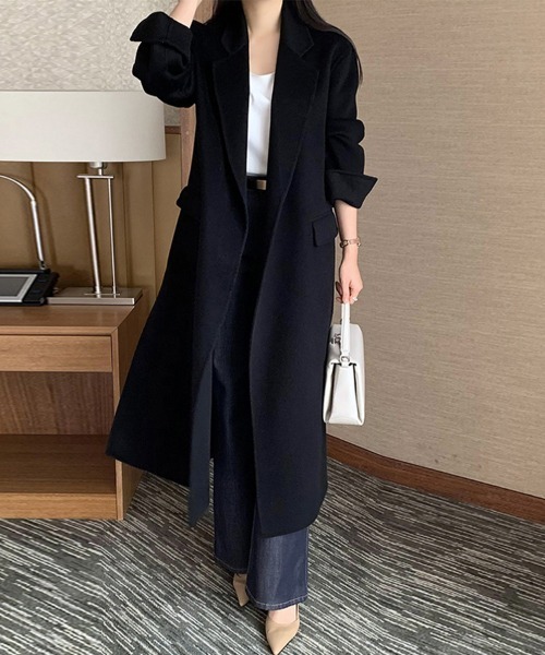 コート チェスターコート ウエストベルト付きロングコート レディース