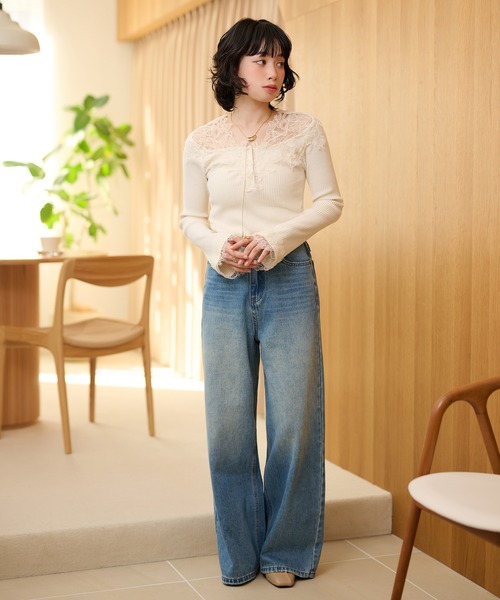 searoomlynn 新品 ヘンリーRIBニットトップス さのまい着用 mizuiro ind｜【30%OFF】ヘンリーネックプルオーバー henly neck P/O