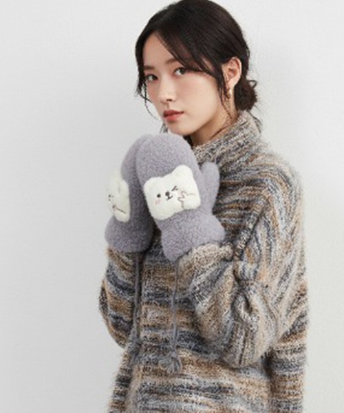 On One's Own 手袋 手袋 レディース ミトン くま付き フェイクファー