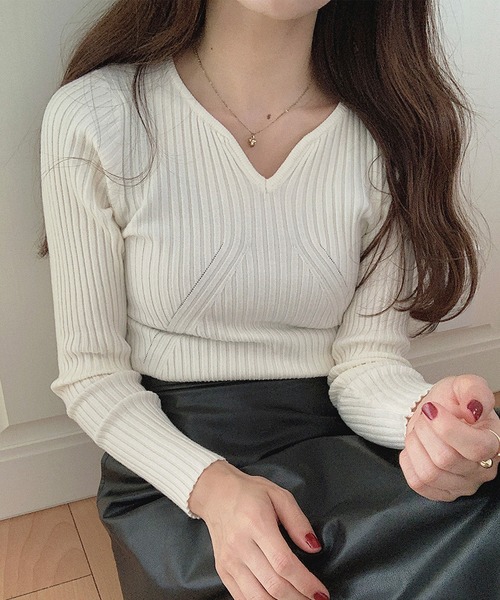 「LAUIR」 長袖ニット FREE ホワイト レディース_画像4