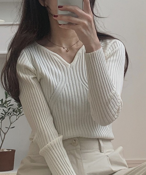 「LAUIR」 長袖ニット FREE ホワイト レディース_画像5