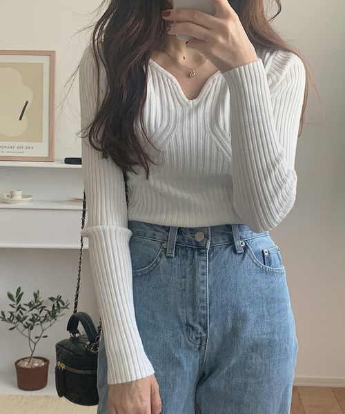 「LAUIR」 長袖ニット FREE ホワイト レディース_画像6