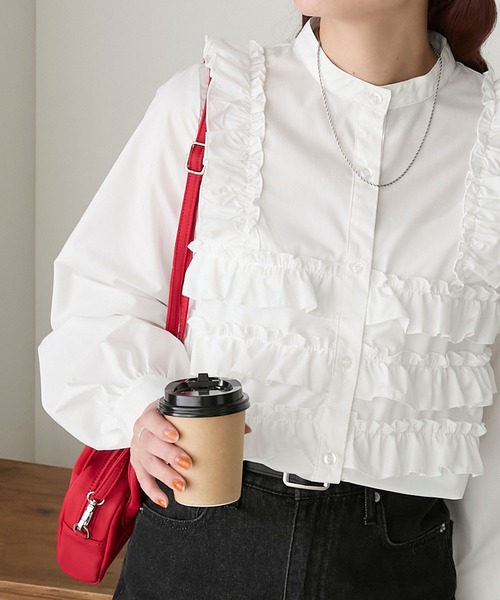 「BONLECILL」 長袖ブラウス FREE オフホワイト レディース_画像6