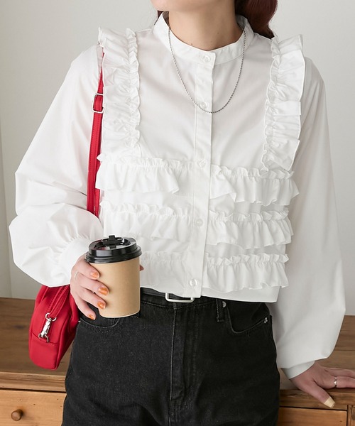 「BONLECILL」 長袖ブラウス FREE オフホワイト レディース_画像9