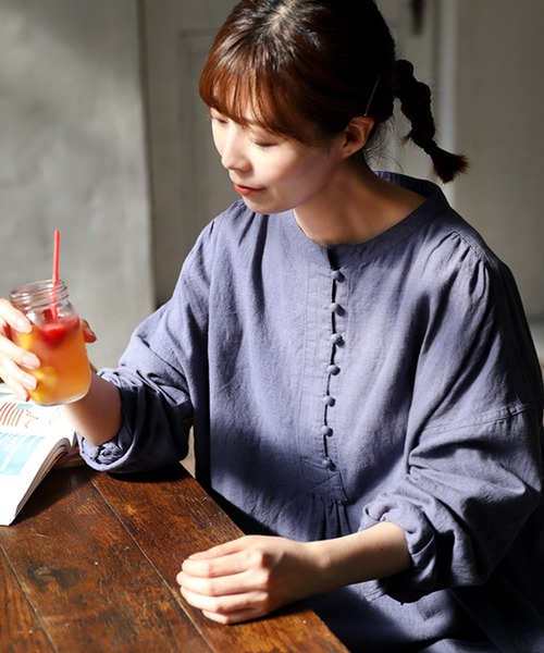 「soulberry」 長袖ブラウス M ブルー レディース_画像2