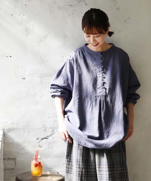 「soulberry」 長袖ブラウス M ブルー レディース_画像8