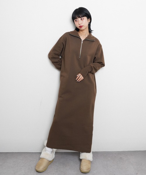 ワンピース ハーフジップスウェットワンピース : ZOZOTOWN Yahoo!店