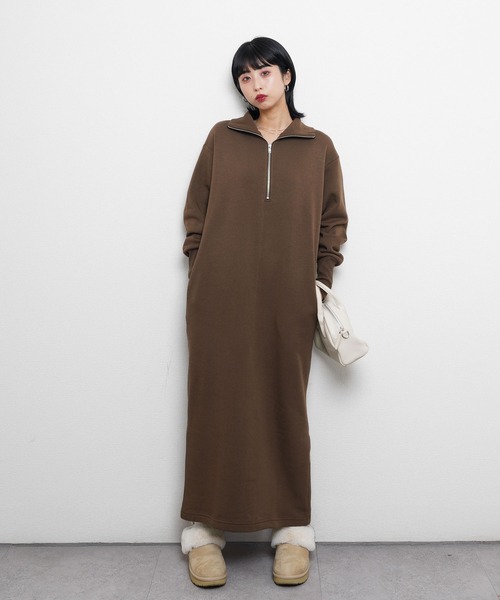 ワンピース ハーフジップスウェットワンピース : ZOZOTOWN Yahoo!店