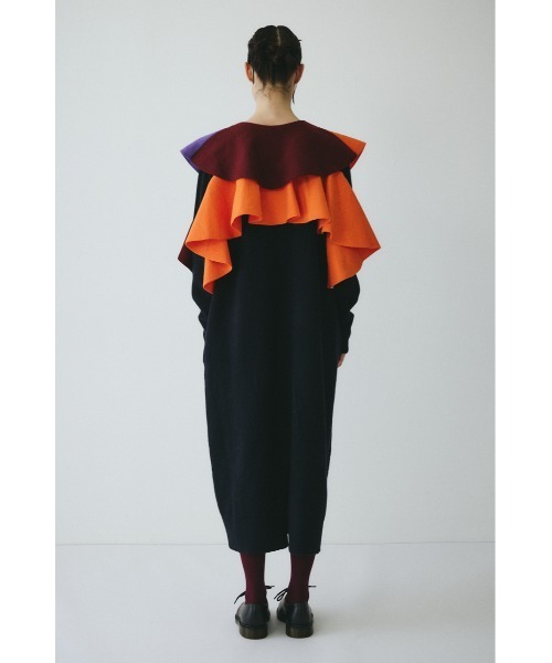 未使用★ヘリンドットサイ ラッフル ニットドレス ワンピース ロング ブラック HeRIN.CYE ワンピース Ruffle knit dress ラッフルニットドレス